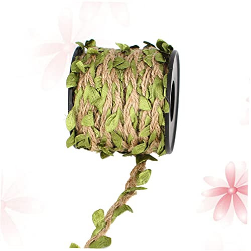 Ciieeo Yute arpillera Cordel Vid Hilo de Yute Natural con Hojas Verdes Plantas Falsas Cinta rústica decoración Cuerda de Tejer Cuerda de Embalaje Boda Decorar Cuerda Trenzada
