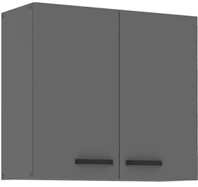 Kuechen-preisbombe Küche Nessa Hängeschrank 80 cm Anthrazit Küchenzeile Küchenblock Einbauküche
