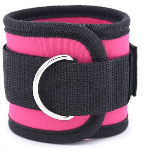 NONDK D-Ring Ajustable Correa de Tobillo Hebilla Body Building Banda Gimnasio Multi Muslo Pierna Puños del Tobillo Potencia Levantamiento Pesas Cuerda Rosa Rojo