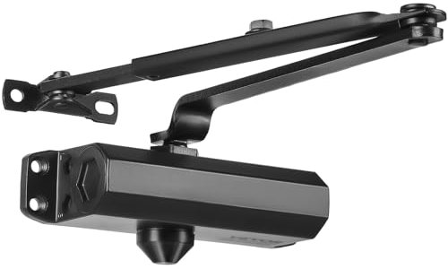 VEVOR Cierrapuertas Automático para Uso Comercial Privado Carga 68 kg Cierrapuertas de Aluminio Fundido Cierrapuertas Tamaño Ajustable con Carcasa de Tope Hidráulico Tres Métodos de Instalación Negro