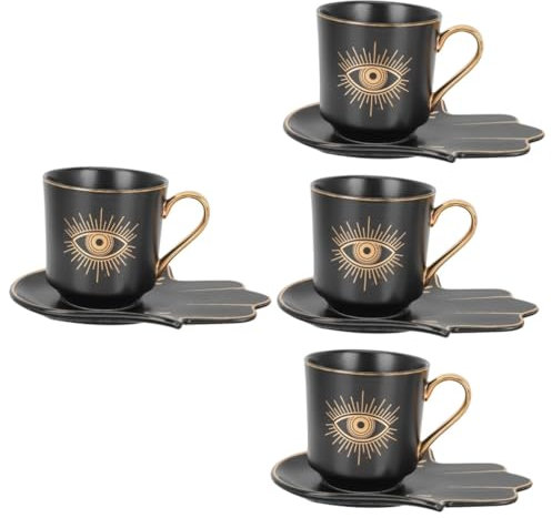 Cabilock 4 Juegos Taza de cerámica marca vasos de te marroqui taza de ojo azul vasitos para postres vasos vino porcelana tazas de café tazas de café con tapas taza de te vasos de cerámica