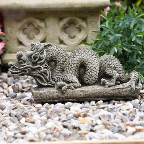 Statue en pierre de dragon azur | Sculpture de dieu chinois chinois chinois oriental mythique Qinglong Cadeau extérieur Jardin