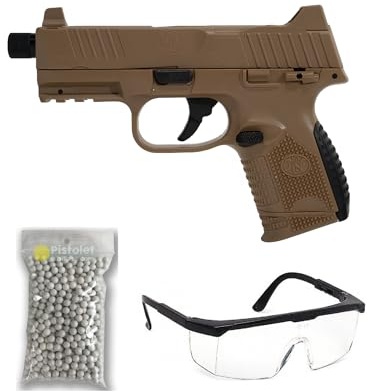 THE REPLICANT Pack Airsoft Pistolet à Billes FN 509 Tactical Désert à Ressort (Spring)/Matière: Plasique ABS/Puissance 0.2 Joule/Livré avec Accessoires