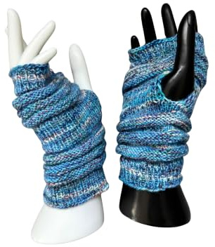 Stulpen Hände Handstulpen „Mitternachtsblau“ – handgestrickt von mir – fingerlose Handschuhe aus Wolle – Unikat in elegantem Dunkelblau