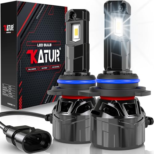 Bombilla HIR2 LED 120W 30000LM, KATUR 700% Brillo Bombillas HIR2 LED 6000K Xenon Blanco Plug and Play Mini Tamaño 1:1 Alta Eficiencia Sistema de Refrigeración Bombilla LED 9012 HIR2, 2 Piezas