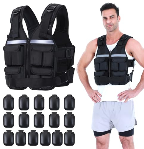 Sportneer Justerbar viktväst för män och kvinnor, 0,9–19 kg, reflekterande löparväst