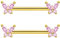 Besyvvin 2er Brustwarzenpiercing 14mm Rosa Schmetterling Nippelring Gold Brustpiercing Chirurgenstahl Piercing Brustwarze