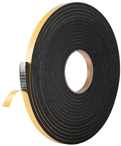 Kikerike Self Adhesive Foam Tape Weatherstrip 3/8In x 1/4In x 33Ft High Density Foam Insulation Strips Seal Weather Stripping with Strong Adhesive for Door and Window Sound Isolation Soundproofing