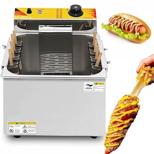 JMOZHCD Commercial Deep Fryer, 12L Automatic Cheese Hot dog Sausage Grill Stove Sticks Fryer, 12L Large Capacity Electric Deep Fryer