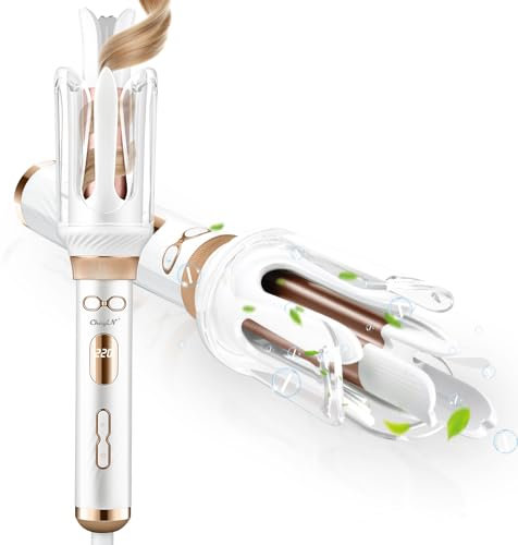 CkeyiN Pro Ferro Arricciacapelli Automatico, 28mm Piastra Arricciacapelli con Ioni Negativi, 14 Temperatura e Design Antiscottatura, Innovativo design per capelli arricciati magici a cinque angoli