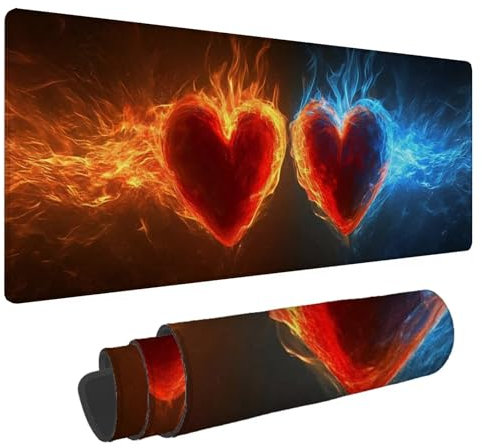Tapis de Souris Rouge Tapis de Souris XXL Amour 1500x800x4mm Tapis Souris Gamer, sous Main Bureau Ordinateur Portable, Mouse Pad Bords Cousus Caoutchouc Antidérapante, pour Souris et Clavier A-194