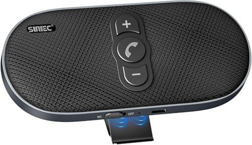 Freisprecheinrichtung für Auto Handy Bluetooth 5.1 mit Lautsprecher, 6W Extra Lauter Freisprechanlage Car Kit für Sonnenblenden-Montage mit Siri Google Assistant Auto Power On für Kfz, Gunmetal-Grau