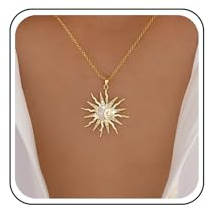 Inateannal Boho Sunburst Anhänger Halskette Gold Kristall Sonne Halskette Mond Sonne Kette Halsketten Cz Spike Sonne Choker Halsketten Schmuck Für Frauen