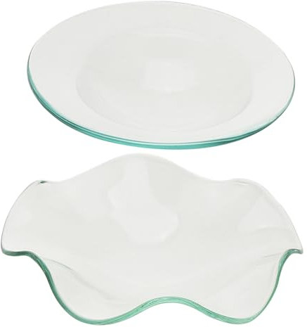 Vaguelly 2pcs Glass Dish Replacement for Wax Melter Electric Warmer Plate Essential Oil Dish Aromatherapy Burner Use Tea Light Candle for Home Fragrance