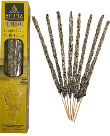 HOSTENATURA Incienso Orgánico Ritual Limpia Casa Aroma Incienso Artesanal - Cajita con 8 Barras de Incienso - 1 Hora duración
