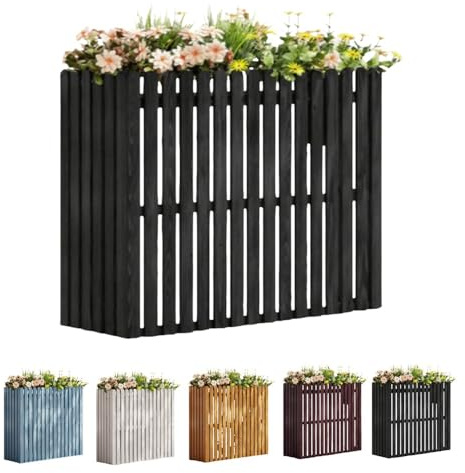 Clôture brise-vue extérieure autoportante en bois pour climatiseur, idéale pour poubelles, jardin et animaux domestiques, panneaux de bois noir (105 x 45 x 100 cm)