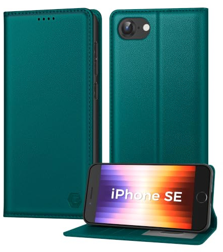 Kirnntca Handyhülle für iPhone SE 2022/2020 iPhone 8/7 Hülle, Kartenfach Premium PU Leder Klapphülle Schutzhülle, Standfunktion Tasche Flip Case für iPhone SE 2022/2020 iPhone 8/7 - Green