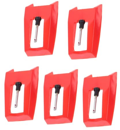 Levemolo Puntine per Giradischi Stilo di Ricambio in Alluminio e Plastica 5 Pezzi Colore Rosso Suono Chiaro e Fluido senza Attrezzi