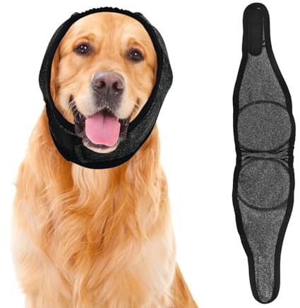 DIPZO Protège-Oreilles Anti-Bruit pour Chiens, Réglables et Confortables, Capuche Apaisante pour Feux d’Artifice, Orages, Bain, Toilettage (L)