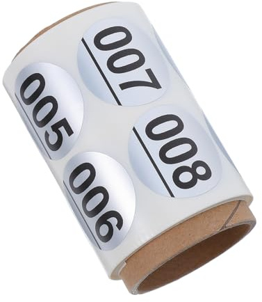 Classification Number Labels 1roll PET Round Self Adhesive Stickers | 1-200 Sequence Marking, Strong Glue Backing, Portable for Teacher Hiking Water Bottle