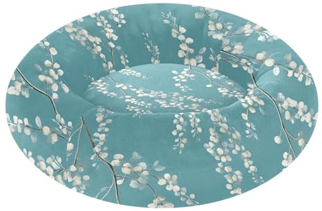Dog & Cat Bed Willow Tree PatternRound Dog Bed Washable Calming Pet Bed with Anti-Slip Bottom for Small Pet,S