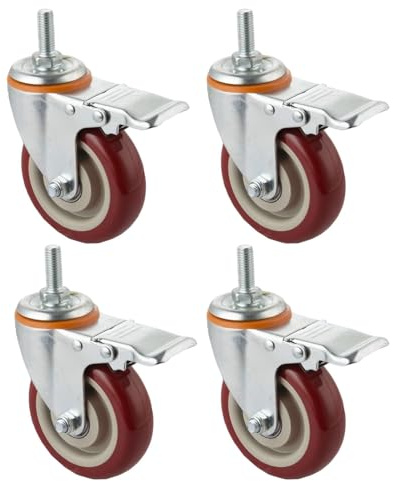 4-Zoll-Lenkrollen, 4er-Set, 360° geräuschlos, mit doppelter Feststellbremse for Einkaufswagen und Möbel(M16)