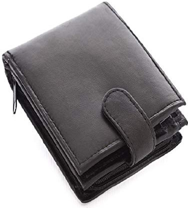 Mens RFID Blocking Soft Leather Wallet with Back Zipped Compartment 11cm x 9.5cm x 1.5cm, Black, Taille Unique, Purses