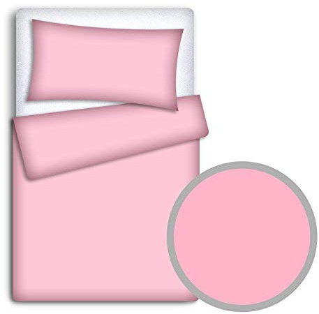 TheLittles24 Baby Newborn Bedding Set Pillowcase + Duvet Quilt Cover 2 Piece to Fit Cot Crib Cradle Pram 80x70cm (Pink)