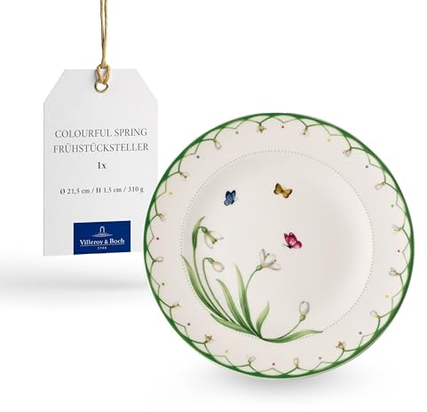 Villeroy & Boch – Colourful Spring Assiette Pour Le Petit-Déjeuner 22 Cm, Garanti Lave-Vaisselle, Compatible Micro-Ondes, Décorations De Pâques, Déco De Pâques, Porcelaine Premium, Blanc/Multicolore