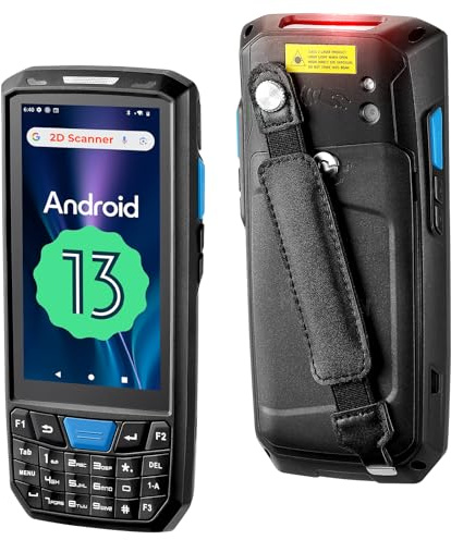 MUNBYN Escáner de Códigos de Barras Android, PDA Android 13, 4GB+64GB con Teclado, Equipado con Escáner N6703 1D/2D QR, Inventario IP66, Software para Almacén