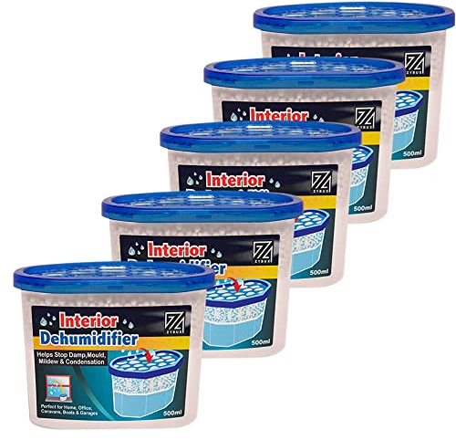 ZYBUX - Interior Dehumidifier 500ml - for Effective Reduction of Condensation Absorber, Mildew and Damp from cupboards, wardrobes, bathrooms, caravans, Boats and Vehicles (5)