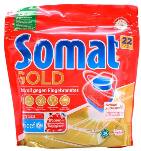 Somat 12 Gold Multi Aktiv, Spülmaschinentabs, Jahresvorrat, 88 (4 x 22) Tabs, Extra-Kraft gegen Eingebranntes und Glanz-Effekt
