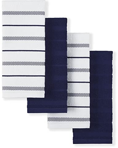 KitchenAid Albany Kitchen Towel Set, 16x26, Cobalt Blue/White, 4 Piece