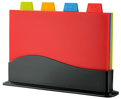 Set di 4 taglieri extra spessi in plastica codificata con colore codificato con supporto