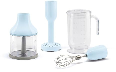 SMEG HBAC11PB, Juego de accesorios de 4 piezas para batidoras de mano 50's Style, Pastel blue