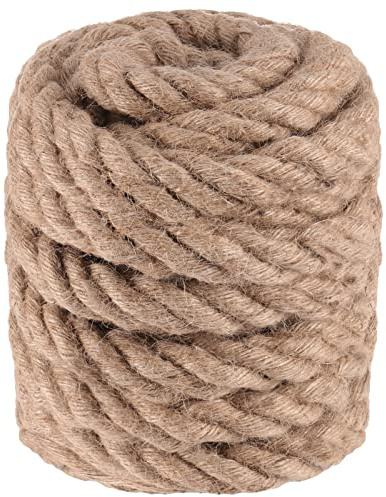 MUKCHAP 5 m x 26 mm jute-rep, 4 strängar tvinnat manila-rep, tjockt brunt naturligt jutesnöre för hantverk, trädgårdsskötsel, paketering