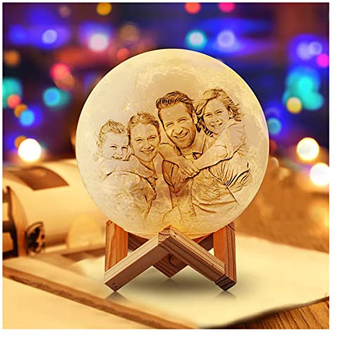 Bola de luz de luna personalizada con foto personalizada, lámpara de luna con impresión 3D, luz nocturna de luna, recargable por USB, regalo de personalidad con tu texto y foto, luz romántica de luna
