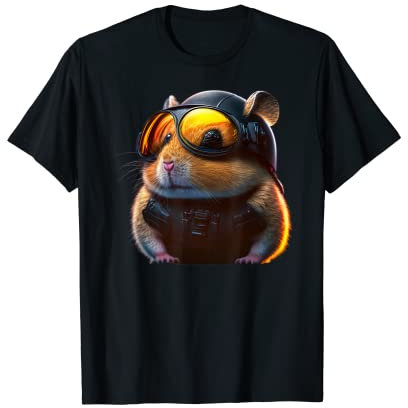 Hammster mit Biker Helm- Motorrad T-Shirt