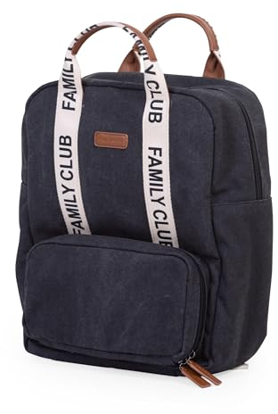 CHILDHOME, Wickelrucksack Family Bag Club, Großes Fassungsvermögen, Multifunktional, 11 Fächer, Isotherm Taschen,Trolley-Koffer Durchgang,Kinderwagenbefestigung,20,5L,Schwarz