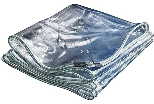 Amunpitic Telone Trasparente con Occhielli 5x8m, Teloni Impermeabile per Esterno, Telo Impermeabile in PVC Resistente Antipolvere, per Giardino Gazebo Pavilion
