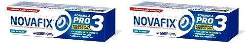 Novafix - Pro3 Sin Sabor - Fijación ultrafuerte - Crema adhesiva dentaduras postizas - 50 g (Paquete de 2)