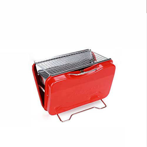 Valise de Barbecue de Camping pliable et Portable, balcon extérieur, en acier inoxydable, Barbecue au charbon de bois, cuisine en plein air (Red)