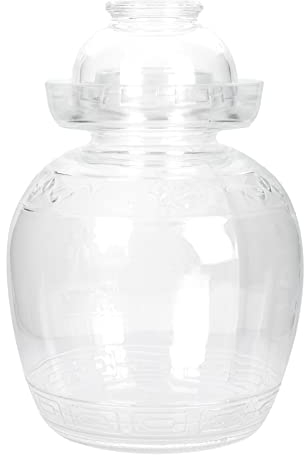 JOEBO Tarro de pepinillos Grande, Tarro de fermentación de Vidrio Tradicional Chino, vasija de fermentación de Vidrio con Tapa de esclusa de Aire con Sello de Agua (2, 5 litros 88 Oz)