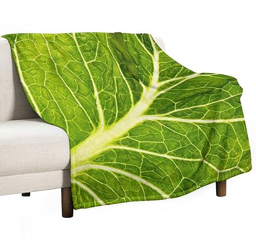Bio-Römersalat-Decke, Fleece, gemütlich, warm, frisches Salatblatt, leichte Überwurfdecke für Couch, Sofa, Bett, für Erwachsene, Kinder, Jungen, Teenager, Geschenk, 127 x 152 cm