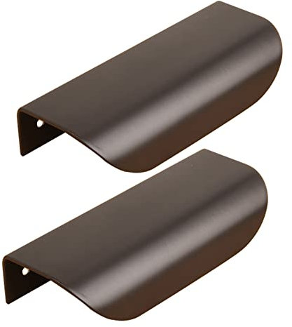 Verdeckte Griffe, 2 Stück, unsichtbare Schubladengriffe, Blattform, Schrankgriffe, reines Kupfer, Länge 117 mm, versteckter Schrankgriff, Schleifengriffe, Fingerkantenknöpfe, Türhebel (Gold) ( Color :