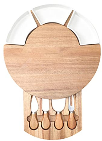 TRoki Large Wooden Charcuterie Board with Built-in Drawers and Knife Set for Beautiful Cheese Presentations