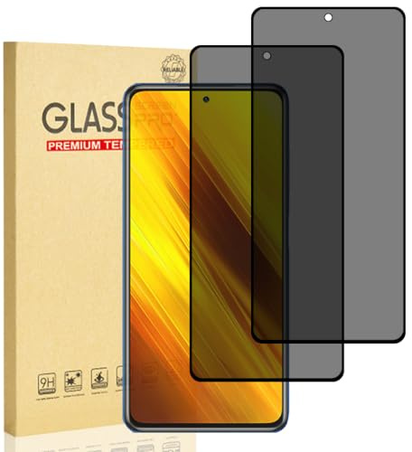 Hejkaoe Protector de Pantalla Privacidad para Xiaomi Poco X3/X3 Pro/X3 NFC, Cristal Vidrio Templado Antiespia, Anti-Espía Protector Pantalla, Dureza 9H, Anti-Rasguños, Sin Burbujas, 2 Piezas