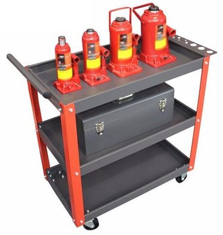 YCOVSFP Werkzeugwagen Mit 3 Ebenen Und Rädern, Robuster Werkzeugaufbewahrungs-Organizer Aus Metall for Zuhause, Garage, Lager, Werkstatt, Reparaturwerkstatt