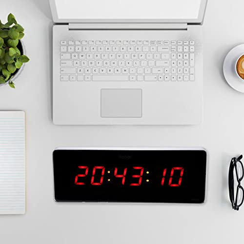 Digitaler Wecker, 1,5-Zoll-LED-Display, Kalenderuhr, Rahmen aus Aluminiumlegierung, Großes Digitales Display, Digitaler Wandkalender für Büro, (36 * 13 * 3cm Uhr Minute Sekunden