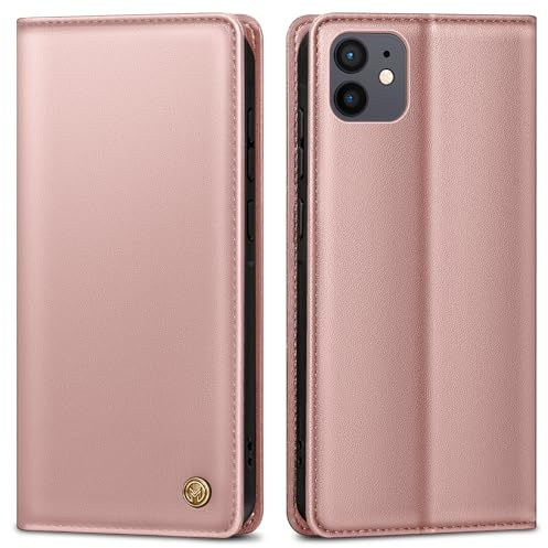 AIMOYU Handyhülle für iPhone 12 Hülle,Premium Lederhülle Schutzhülle Tasche für iPhone 12 Pro Hülle Wallet Kartenfach Standfunktion Klappbar Flip Case für iPhone 12/12 Pro Hülle,Rosa